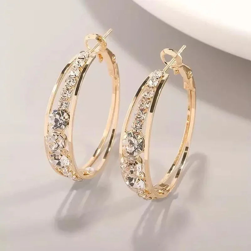 European and American Fashion Hoop Earrings Women'S Earrings Micro-Inlaid White Zircon Delicate Earrings Romantic Valentine'S Day Gift Engagement Earrings Wedding Earrings Anniversary Women'S Jewelry