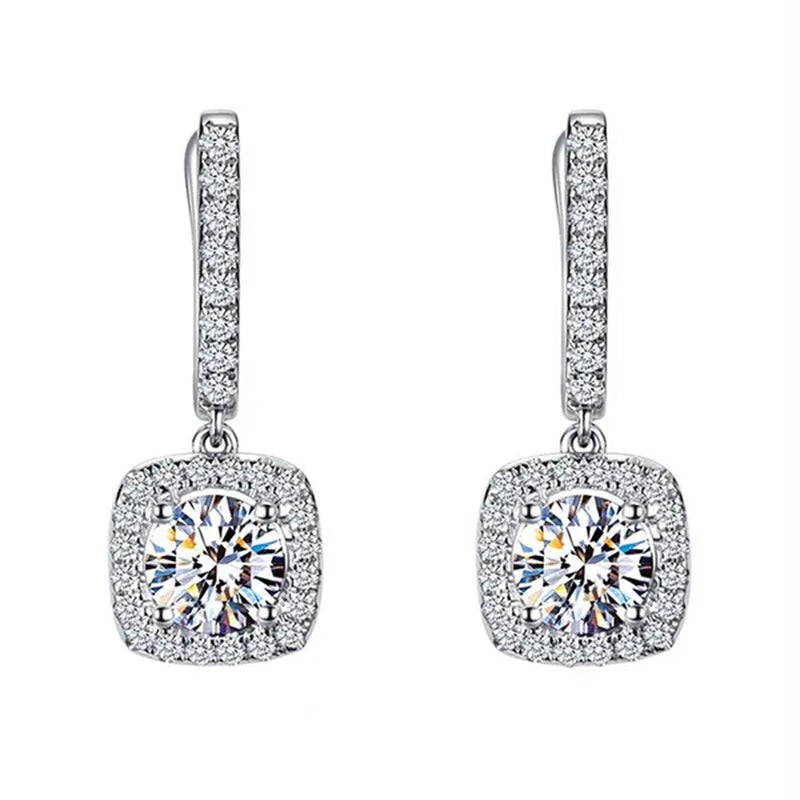 Luxury Elegant Exquisite Rose Gold Diamond Dangle Drop Earrings for Women Engagement Bridal Wedding Earrings Party Jewelry