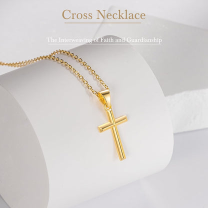 14K Gold Cross Necklace for Women Small Cross Necklace for Women 14K Gold Necklaces for Womens Trendy Modern Minimalist Inspiration Golden Jewelry for Womens Crosses Pendant (A-Cross)