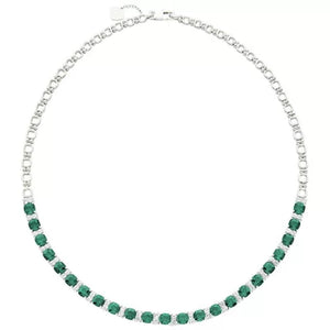21 CT. T.W. Lab Emerald and Lab White Sapphire Necklace in Sterling Silver