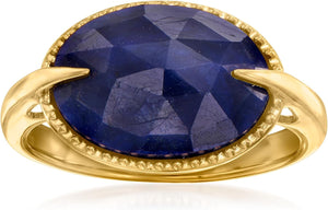 7.00 Carat Sapphire Ring in 18Kt Gold over Sterling