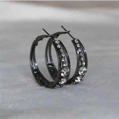 Exquisite Women's 18K Gold Rhinestone Inlaid Big Diamond Hoop Hoop Earrings European and American Fashion Earrings