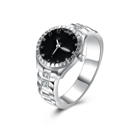 Creative 925 Sterling Silver AAA Zircon Watch Shape Ring for Women Fashion Wedding Engagement Party Gift Charm Jewelry