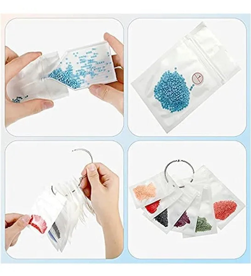50 PCS Diamond Painting Storage Containers Self-Seal Bags with Loose Leaf Binder Rings Diamond Tray Number Sticker Lable Sheets