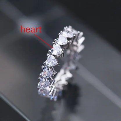 For Beauties! 1PC  Pave Setting Square Heart Oval T-Shape Simulated Diamond CZ Eternity Band Engagement Wedding Stone Rings