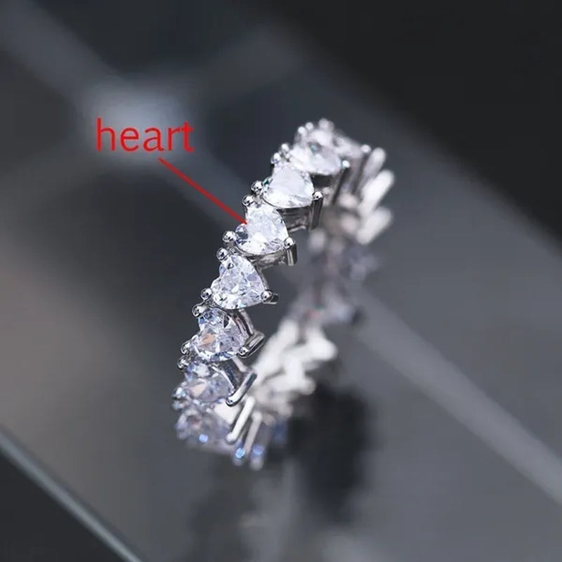 For Beauties! 1PC Pave Setting Square Heart Oval T-Shape Simulated Diamond CZ Eternity Band Engagement Wedding Stone Rings