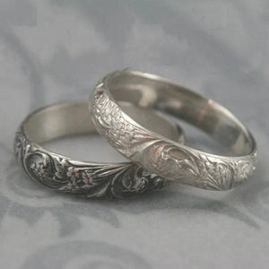2Pcs Retro 925 Pure Silver Engagement Wedding Anniversary Set Ring Size 6-10