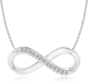 Natural Diamond Infinity Pendant Necklace in Sterling Silver/14K Solid Gold for Women, Girls with 18" Chain | April Birthstone Jewelry Gift for Her | Wedding Anniversary Engagement