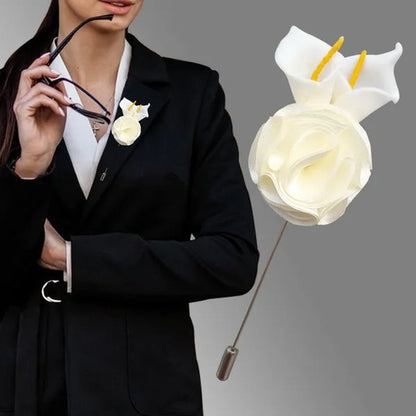 10pcs/lot Handmade Mini Calla Bride Groom Corsage Bridesmaid Sister Dress Flower Boutonniere Men's Suit Brooch Pin Wedding flower
