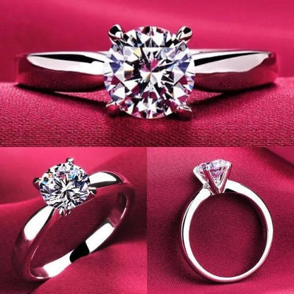 14K White Gold Rings for Women 2.0Ct round Cut Zirconia Diamond Solitaire Ring Wedding Band Engagement Bridal - WORLD TIME VISITS