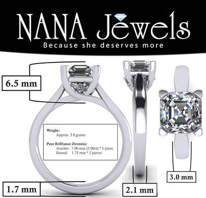 1To4Ct Simulated Diamond Engagement Ring Round-Princess-Cushion-Asscher Solitaire Lucita Cz & Silver