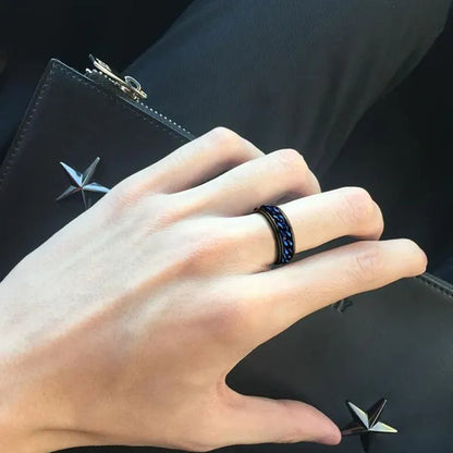 Fashion Punk Stainless Steel 8mm Rings for Men Chain Rings Biker Grooved Edge, Size 6-12 - WORLD TIME VISITS