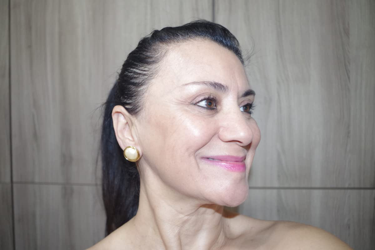 In Memory of Ruth Bader RBG Majorca Golden Pearl round Dome 19 MM Stud Earrings 14K Gold Filled Made by Hobe Company
