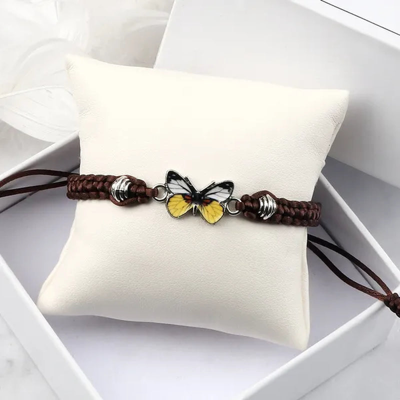 Women Black Woven Rope Bracelet Handmade Multicolor Butterfly Charm Adjustable Bracelets Fashion Friendship Jewelry Girls Gift - WORLD TIME VISITS