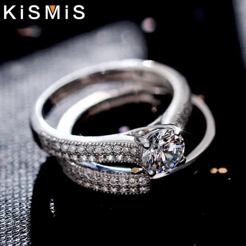 2021 New Diamond Halo Ring Set Wedding Ring Two-Color Gold and Silver Fashion Female Engagement Ring 4-11