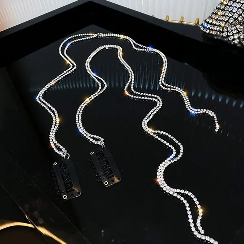 Fashion Flashing Diamond Chain Hairpin Tassel Braided Hair Hairpin for Women Girls