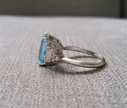Classic Silver Color Delicate Blue Zircon Women'S Ring Anniversary Christmas Gift Beach Party Jewelry Size 6-11 Bague Femme