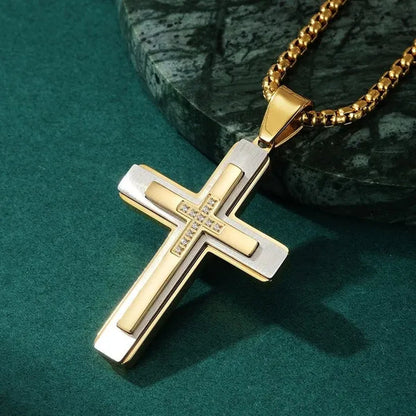 Luxury Fashion Creative Men's Diamond Cross Necklace Diamond Cross Pendant Amulet Pendant Hip-hop Necklace Men's Religious Cross Jewelry Party Anniversary Gift