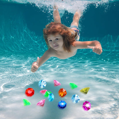 36PCS Acrylic Diamond Gems Jewels Pirate Treasure Chest Hunt Party Favors 25 Carat Diving Gem Pool Toys