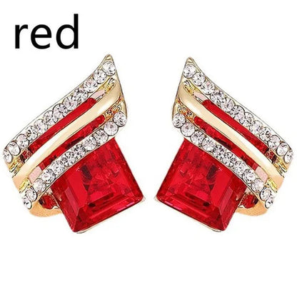 Fashion Temperament Women's Cubic Zirconia Earrings Large Red Zircon Stud Earring Engagement Wedding Earrings Birthday Party Anniversary Gift Jewelry