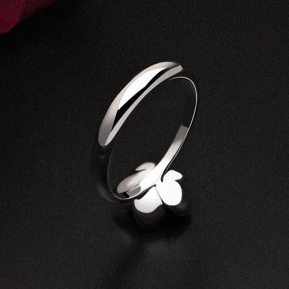 Simple Ladies Antique Silver Black Rose Flower Floral Ring for Women Female Wedding Engagement Party Jewelry Christmas Gift