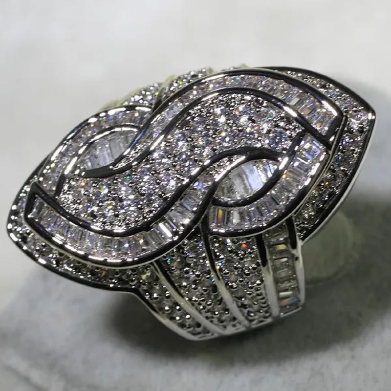 Luxury Genuine White Sapphire S Wedding Engagement Ring Party Jewelry Gifts