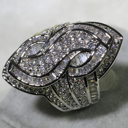 Luxury Genuine White Sapphire S Wedding Engagement Ring Party Jewelry Gifts