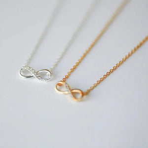 Infinity Sign Sterling Silver Necklace with real diamond accent - fancy chain - Eternal - Endless - Forever - Love