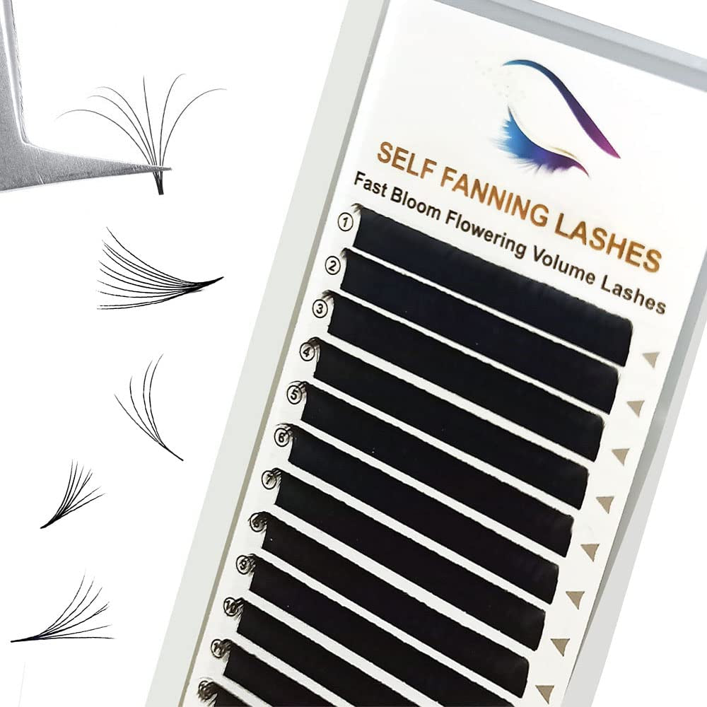 Volume Eyelash Extensions 0.05/0.07 Easy Fan Volume CC/D Curl | 8-15Mm Length | Easy Fan Volume Lashes 2D-20D Self Fanning Volume Lashes Long Lasting Blooming Lashes(0.05 CC 14Mm)