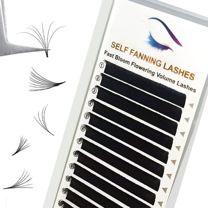 Volume Eyelash Extensions 0.05/0.07 Easy Fan Volume CC/D Curl | 8-15Mm Length | Easy Fan Volume Lashes 2D-20D Self Fanning Volume Lashes Long Lasting Blooming Lashes(0.05 CC 14Mm)