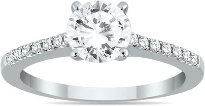 AGS Certified 1 1/8 Carat TW Diamond Ring in 14K White Gold (I-J Color, I2-I3 Clarity)