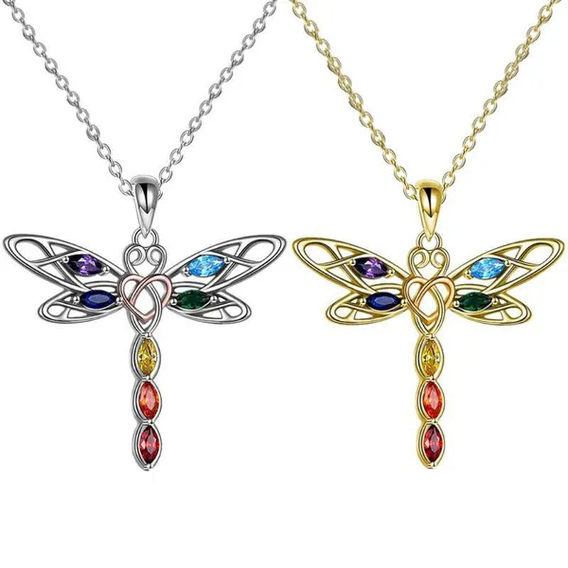Delicate Colorful Zircon Dragonfly Necklace Insect Dragonfly Wings Pendant Engagement Necklaces for Women Insect Jewelry Creative Dragonfly Accessories Birthday Party Anniversary Gift