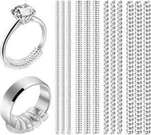 Ring Sizer Adjuster for Loose Rings, 12 Pack 4 Sizes Invisible Clear Silicone Ring Guard for Women Men, Ring Resizer Tightener Spacer Fitter for Too Big Ring, Make Ring Smaller without Resizing