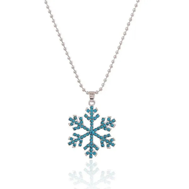 New Fashion Christmas Gift Decoration Explosion Crystal Pendant Full Diamond Pendant Necklace Snowflake Sweater Chain