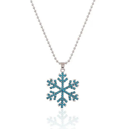 New Fashion Christmas Gift Decoration Explosion Crystal Pendant Full Diamond Pendant Necklace Snowflake Sweater Chain