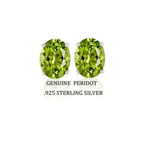 2.00 CTTW .925 Sterling Silver Genuine Oval 7x5 Peridot Stud Earrings