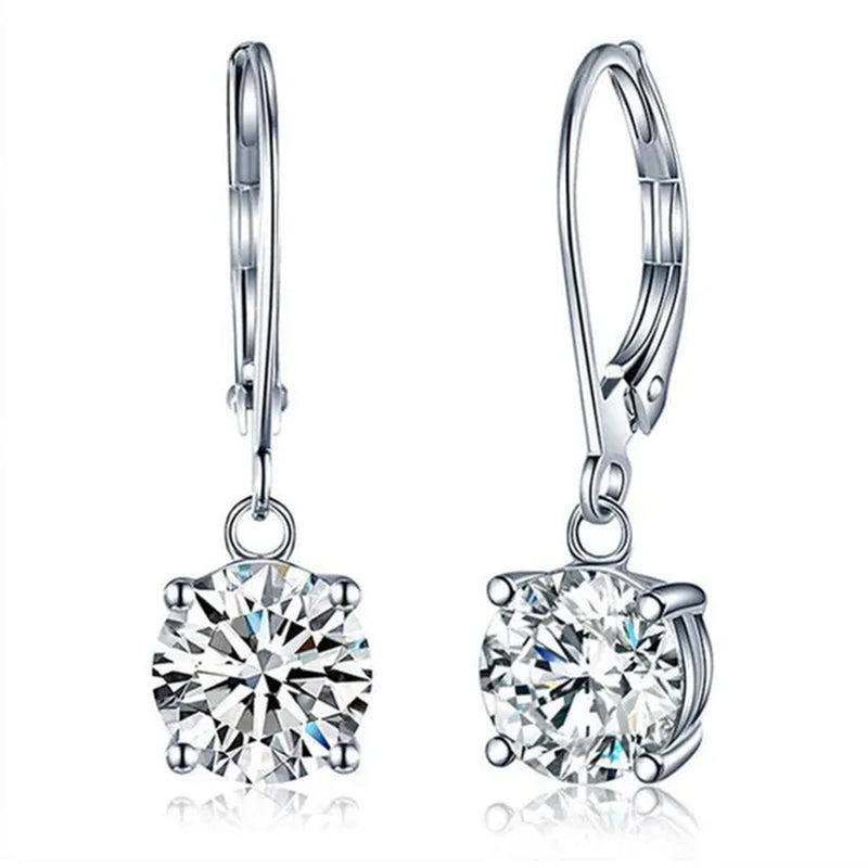 Fashion Jewellery 925 Sterling Silver Diamond Glistening White Sapphire Earrings