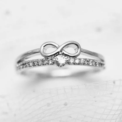 Fashion Silver colorRing for Women Diamond Infinity Love Rings Engagement Wedding Ring Party Female Jewelry Promise Rings Wedding Band Size 5-11 Bague Femme