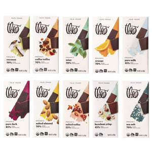Chocolate Organic Milk + Dark Chocolate Classic Sampler Variety 10 Pack | Fair Trade, Chocolate Gift