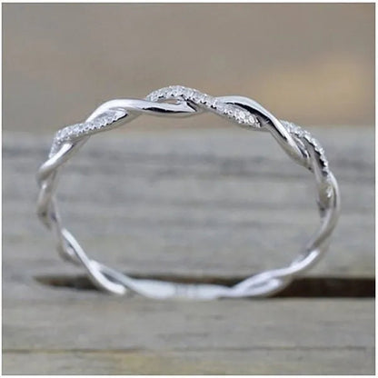 Diamond Ring Engagement Ring  Diamond Anniversary Twined Vine Simple Infinity Eternity Ring Bridal Women Promise Ring Anniversary Gold Wedding Bands Size 4-10 - WORLD TIME VISITS