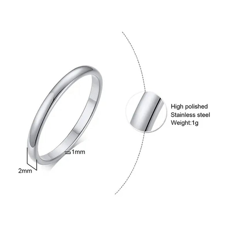 2Mm Stainless Steel Thin Ring Rose Gold Black for Women Men Minimalist Ring Jewelry Party Simple Fashion Gift Size 3 to 12 - WORLD TIME VISITS