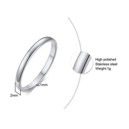 2Mm Stainless Steel Thin Ring Rose Gold Black for Women Men Minimalist Ring Jewelry Party Simple Fashion Gift Size 3 to 12 - WORLD TIME VISITS