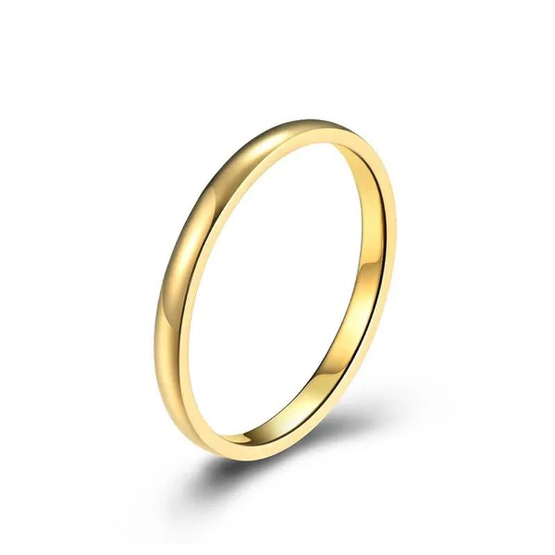 2Mm Stainless Steel Thin Ring Rose Gold Black for Women Men Minimalist Ring Jewelry Party Simple Fashion Gift Size 3 to 12 - WORLD TIME VISITS