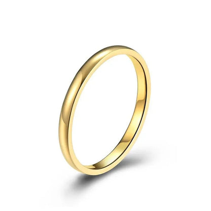 2Mm Stainless Steel Thin Ring Rose Gold Black for Women Men Minimalist Ring Jewelry Party Simple Fashion Gift Size 3 to 12 - WORLD TIME VISITS