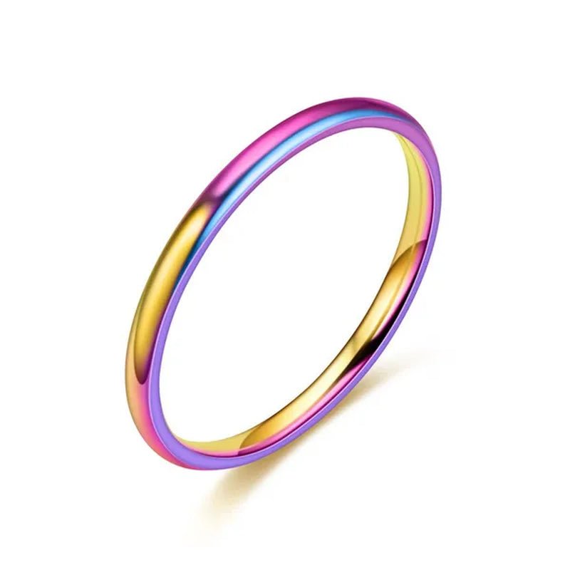 2Mm Stainless Steel Thin Ring Rose Gold Black for Women Men Minimalist Ring Jewelry Party Simple Fashion Gift Size 3 to 12 - WORLD TIME VISITS