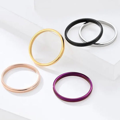 2Mm Stainless Steel Thin Ring Rose Gold Black for Women Men Minimalist Ring Jewelry Party Simple Fashion Gift Size 3 to 12 - WORLD TIME VISITS