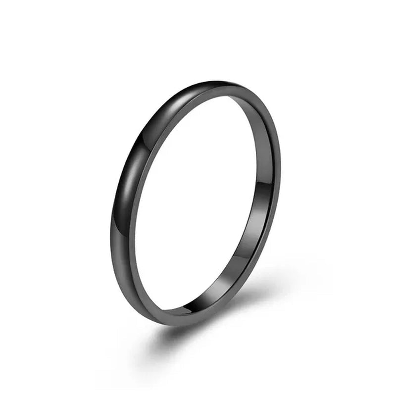 2Mm Stainless Steel Thin Ring Rose Gold Black for Women Men Minimalist Ring Jewelry Party Simple Fashion Gift Size 3 to 12 - WORLD TIME VISITS