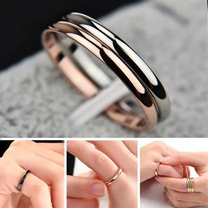 2Mm Stainless Steel Thin Ring Rose Gold Black for Women Men Minimalist Ring Jewelry Party Simple Fashion Gift Size 3 to 12 - WORLD TIME VISITS
