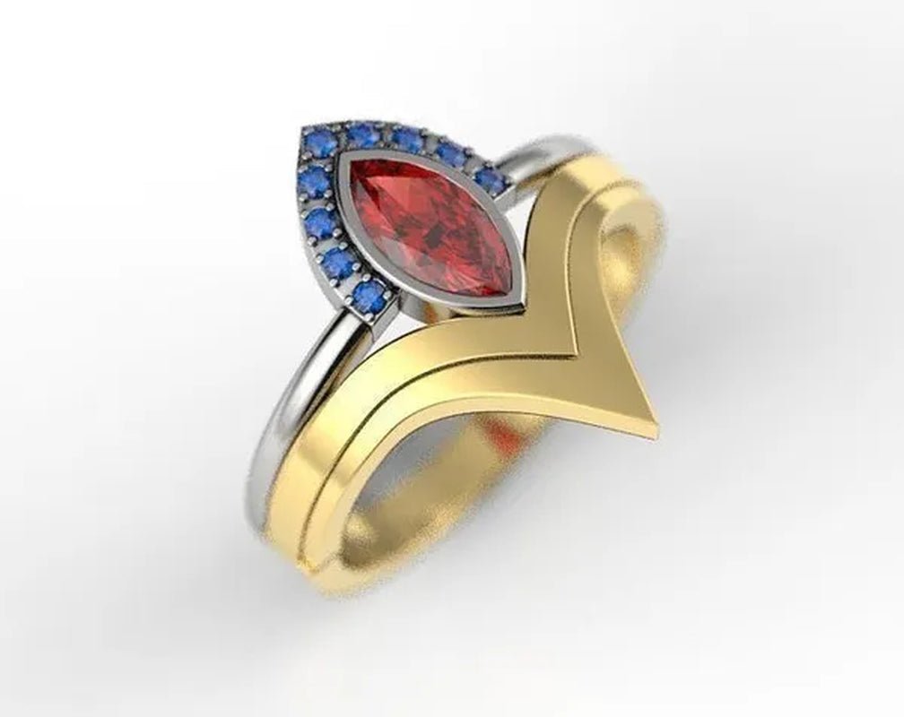 2pcs/Set Latest geek love quality bride ring set jewelry natural rubyzircon V - shaped ring set geek ring set wonderous woman ring romantic bride wonderful engagement wedding ring set anniversary promise ring Christmas gift jewelry size US5 - 11 - WORLD TIME VISITS