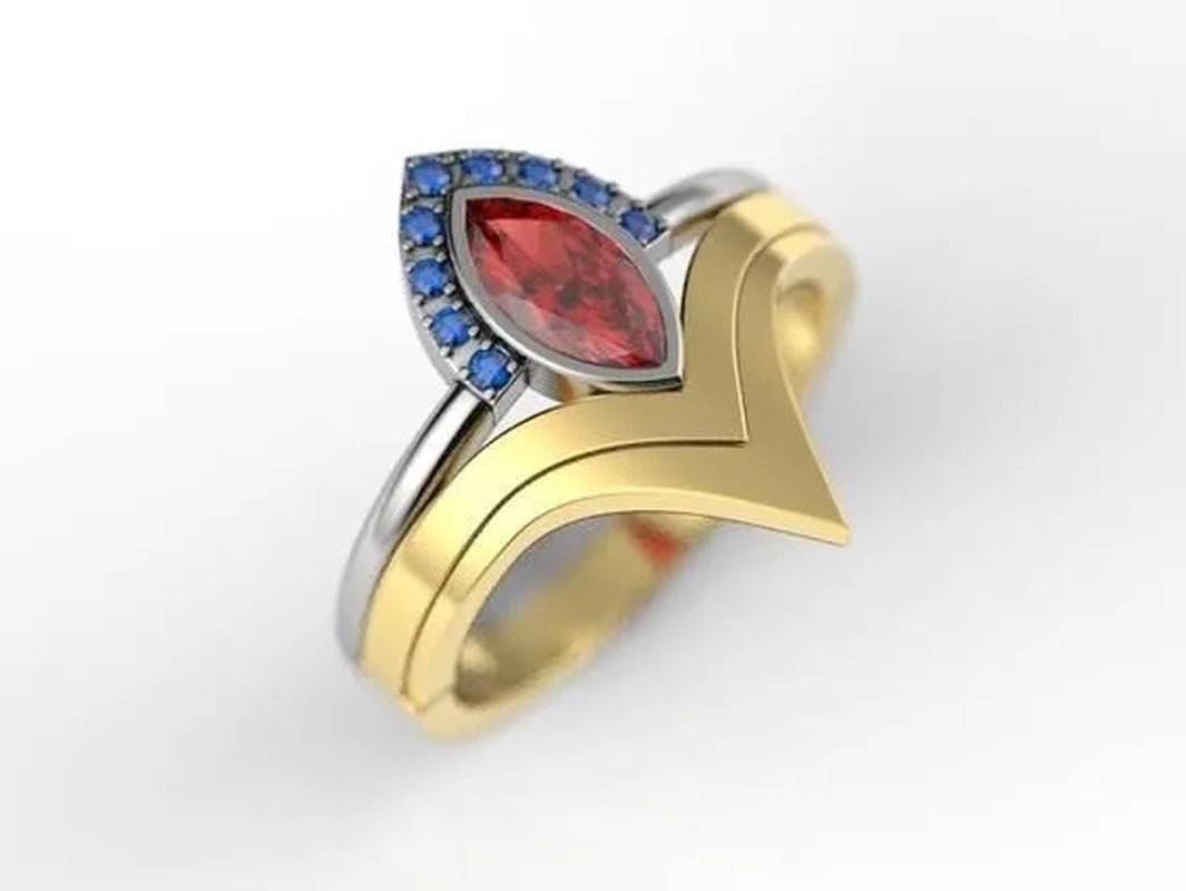 2pcs/Set Latest geek love quality bride ring set jewelry natural rubyzircon V - shaped ring set geek ring set wonderous woman ring romantic bride wonderful engagement wedding ring set anniversary promise ring Christmas gift jewelry size US5 - 11 - WORLD TIME VISITS
